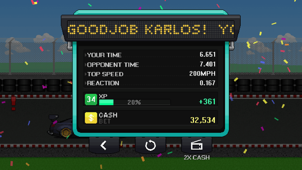 pixel car racer time board turbo nutters